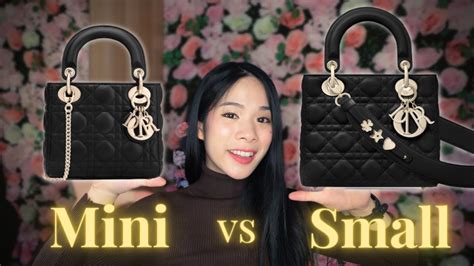 dior lady small black|lady dior mini vs small.